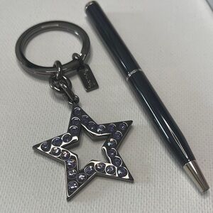 Coach Star Keychain with Black Coach Pen Set